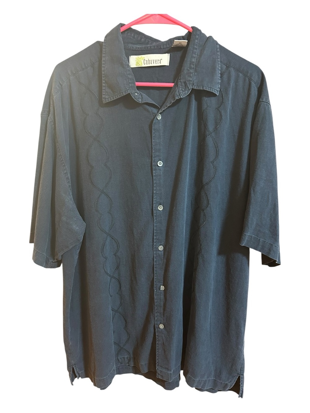 Cubavera vintage Short Sleeve Button-Down Shirt with Embroidery Hawaiian shirt